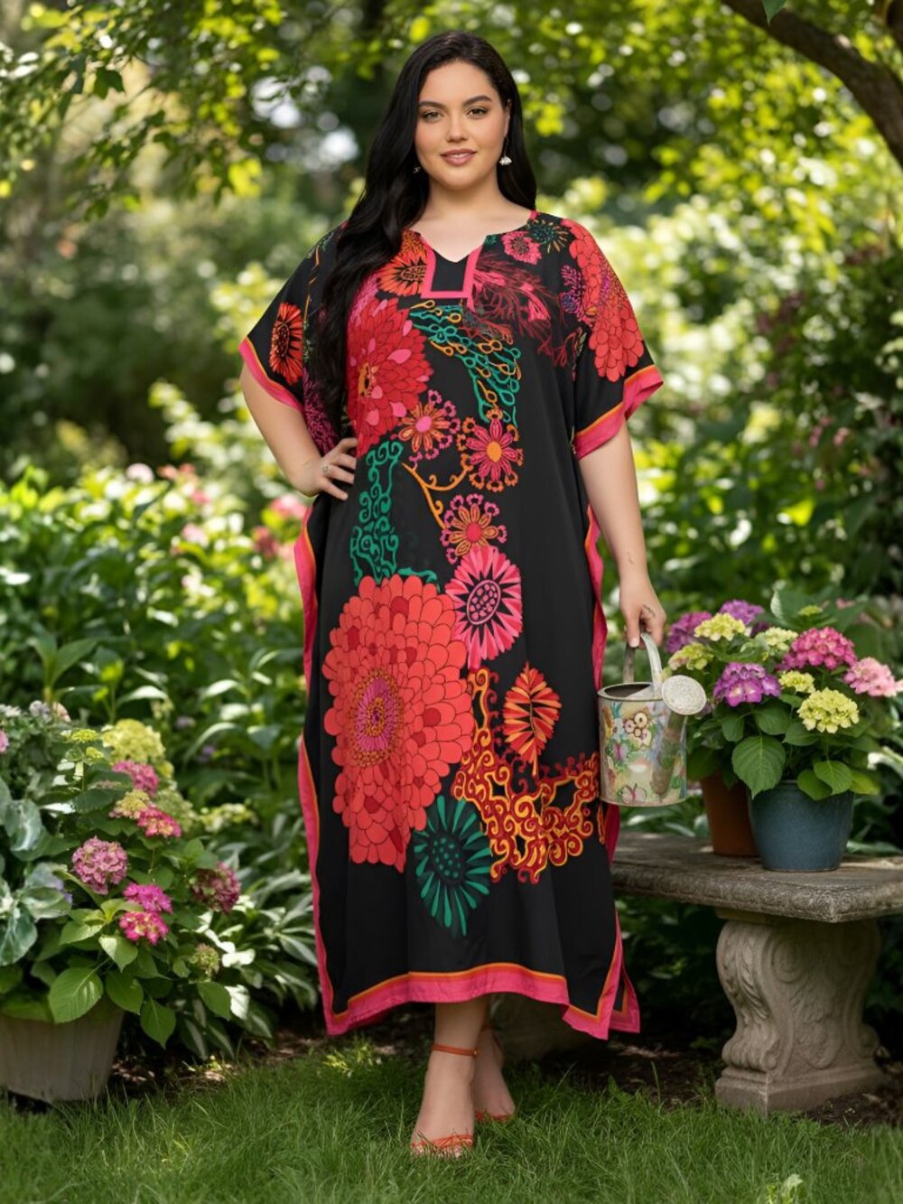 Plus Size Cover Up Caftan Dresses for Women Stylish Beach Moo Moos Maxi Dress